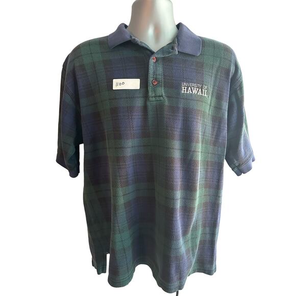 Gear for Sports University of Hawaii Vintage Golf Shirt Blue and Green Plaid XL - Picture 7 of 7